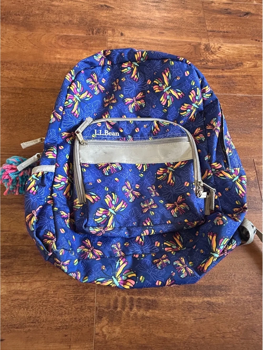 L.L. Bean Blue Butterfly Print Backpack